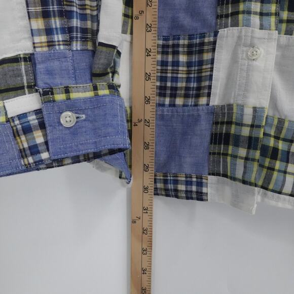 Marsh Landing II Shirt Womens 2X Blue Patchwork Boho Western Cottagecore - Picture 6 of 13
